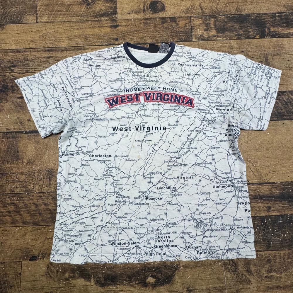 State of Mine Mens Graphic‎ T Shirt West Virginia Map Print White Size XL